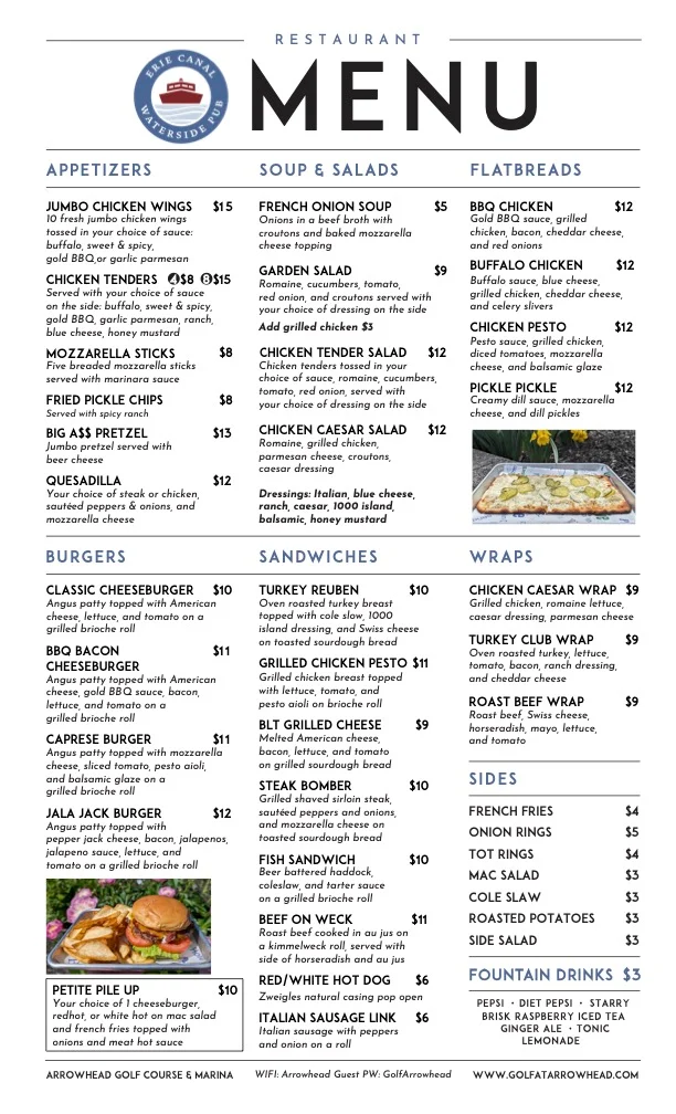 arrowhead pub menu